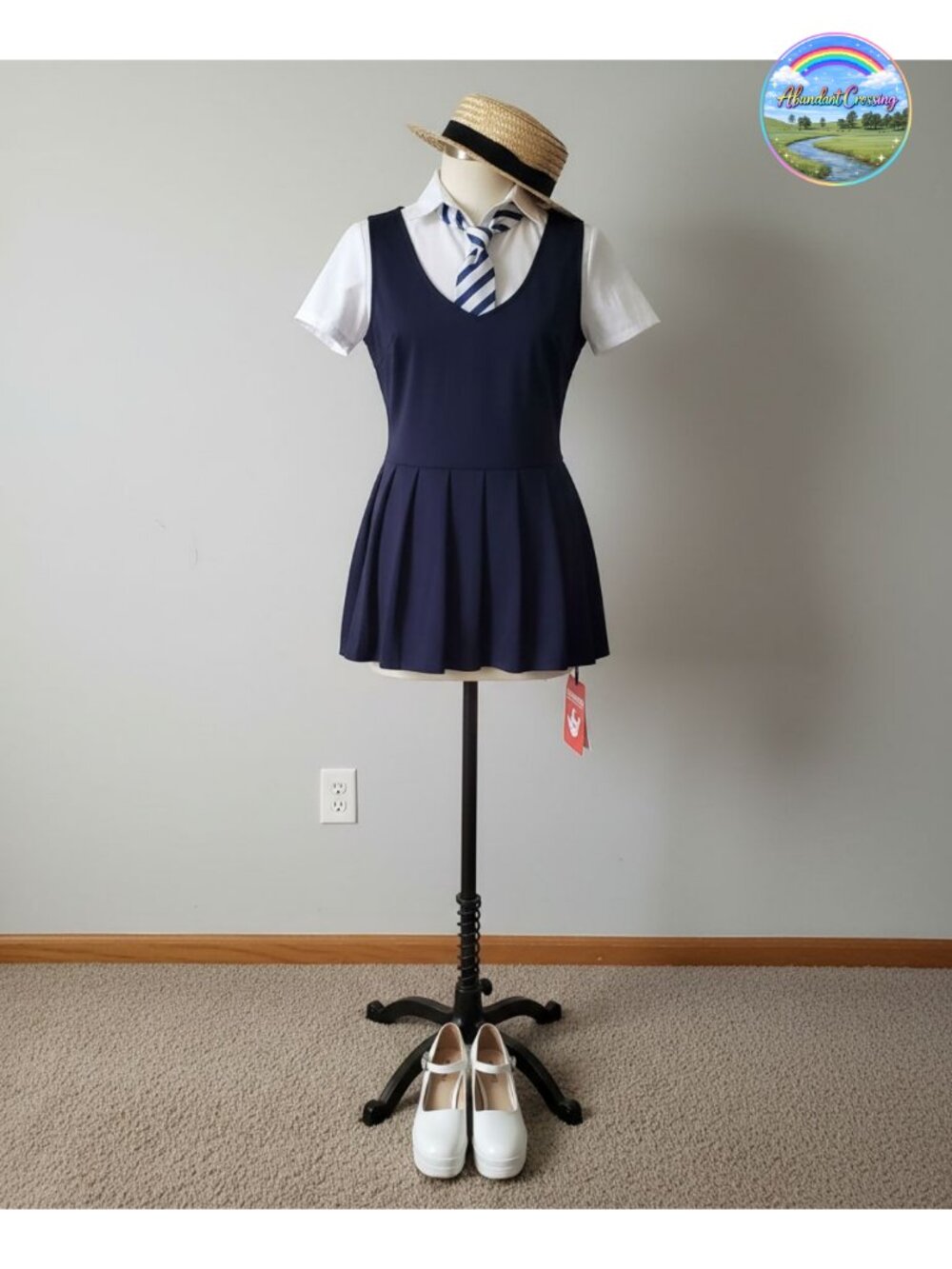 Schoolgirl Costume Women Halloween 5-Piece Uniform Set (No Color)